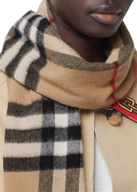 burberry giant check cashmere camel woven mufflers scarf|burberry scarf 2024.